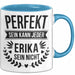 Erika Tasse Geschenk Perfekt Sein Kann Jeder Geschenkidee Geburtstag Blau Trendation
