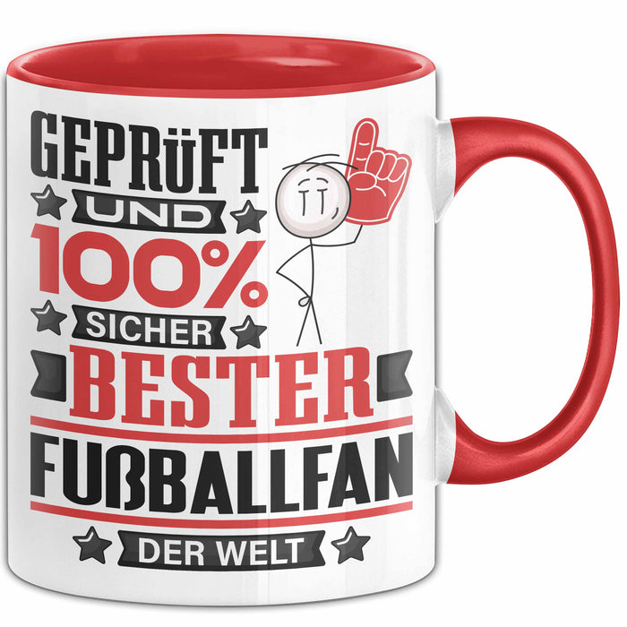 Fußballfan Geschenk Lustiger Spruch für Fußballfan Geschenkidee Bester Fußballfan Der Welt Rot Trendation