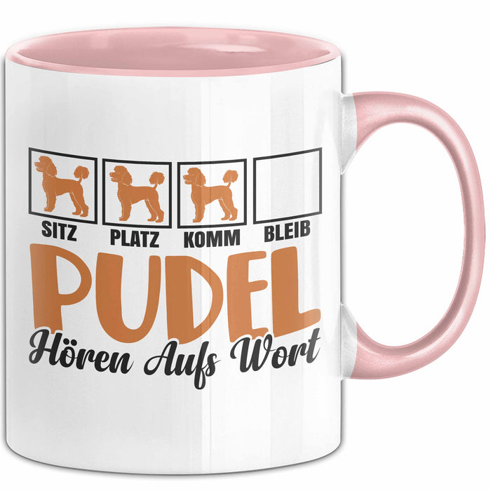 Pudel Hören Aufs Wort Tasse Geschenk Pudel Besitzer Mama Becher Rosa Trendation