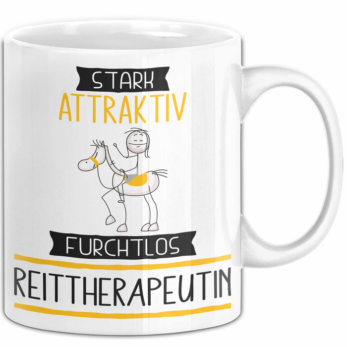 Reittherapeutin Tasse Geschenk Becher Stark Attraktiv Furchtlos Reittherapeutin Lustige Geschenkidee Weiß Trendation