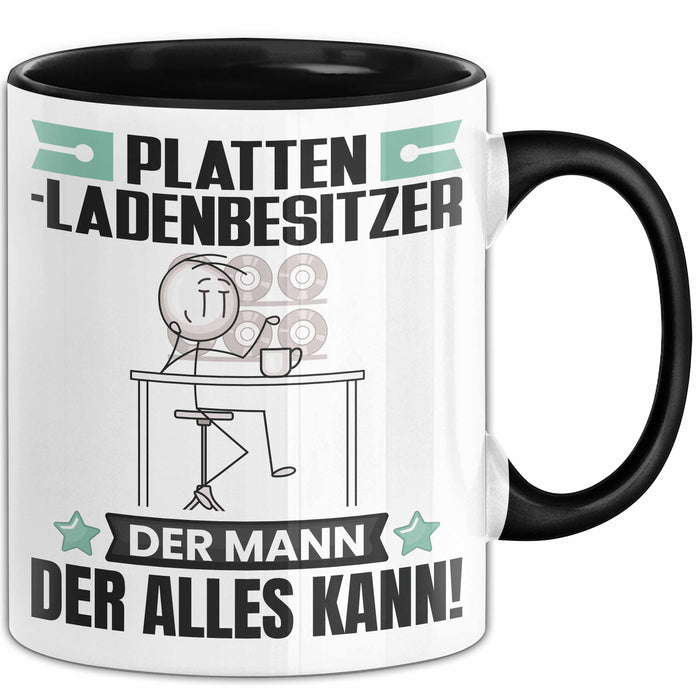Plattenladenbesitzer Tasse Geschenk für Plattenladenbesitzer Der Mann Der Alles Kann Geschenkidee zum Geburtstag Schwarz Trendation