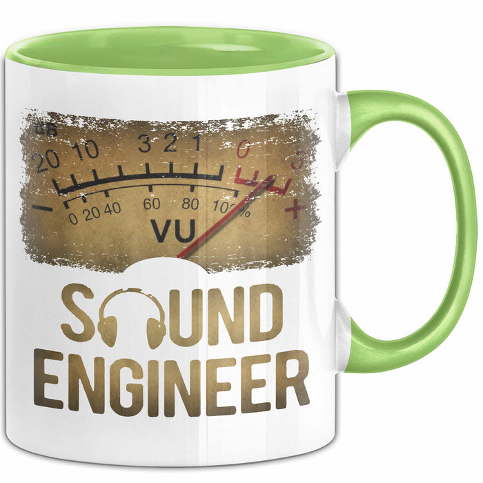 Toningenieur Ingenieurwesen Tasse Geschenk Lustige Geschenkidee Spruch Tontechniker Vu Meter Grün Trendation