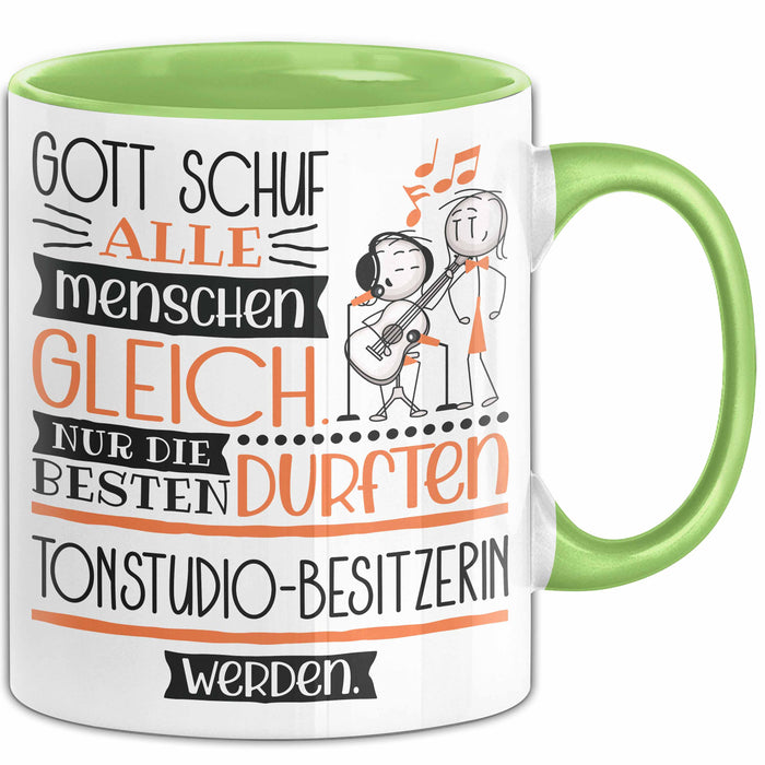 Tonstudio-Besitzerin Geschenk Becher Tasse Gott Schuf Alle Menschen Gleich Nur Die Besten Durfeten Tonstudio-Besitzerin Werden Geschenkidee Lustig Grün Trendation