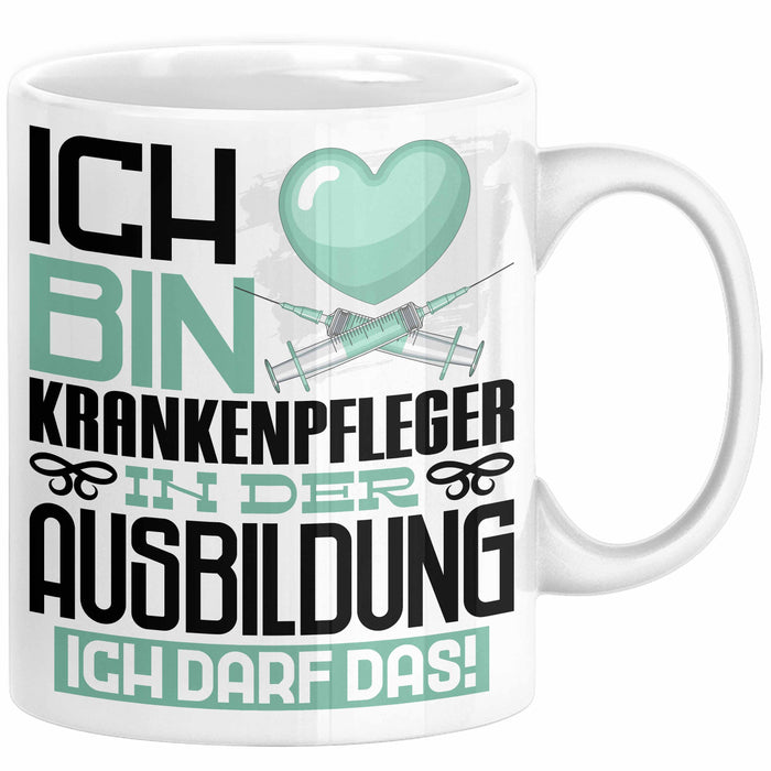 Krankenpfleger Ausbildung Tasse Geschenk Ich Bin Krankenpfleger In Der Ausbildung Ich Darf Das Geschenkidee Spruch Weiß Trendation