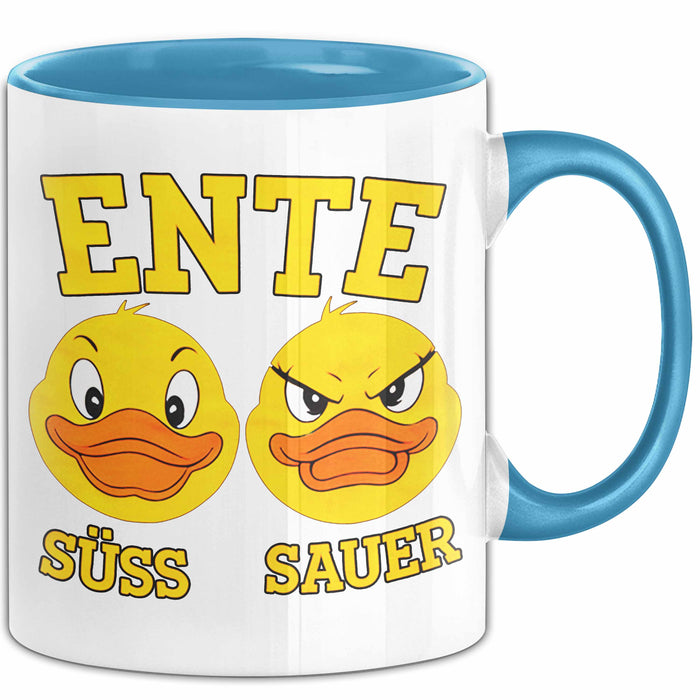 Quietscheente Tier Tasse Geschenk Lustige Geschenkidee Spruch Ente Süss Sauer Blau Trendation