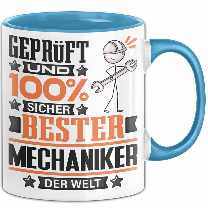 Mechaniker Geschenk Lustiger Spruch für Mechaniker Geschenkidee Bester Mechaniker Der Welt Blau Trendation