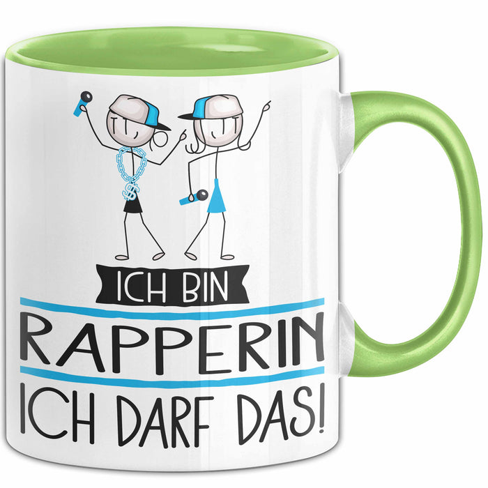 Geschenk für Rapperin Tasse Lustige Geschenkidee Geburtstag Ich Bin Rapperin Ich Darf Das Grün Trendation