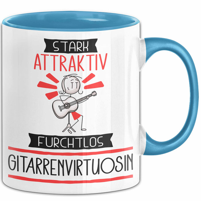 Gitarrenvirtuosin Tasse Geschenk Becher Stark Attraktiv Furchtlos Gitarrenvirtuosin Lustige Geschenkidee Blau Trendation
