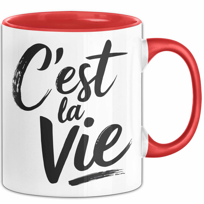Frankreich Paris Französisch Tasse Geschenk Lustige Geschenkidee Spruch C'est La Vie Rot Trendation