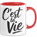 Frankreich Paris Französisch Tasse Geschenk Lustige Geschenkidee Spruch C'est La Vie Rot Trendation