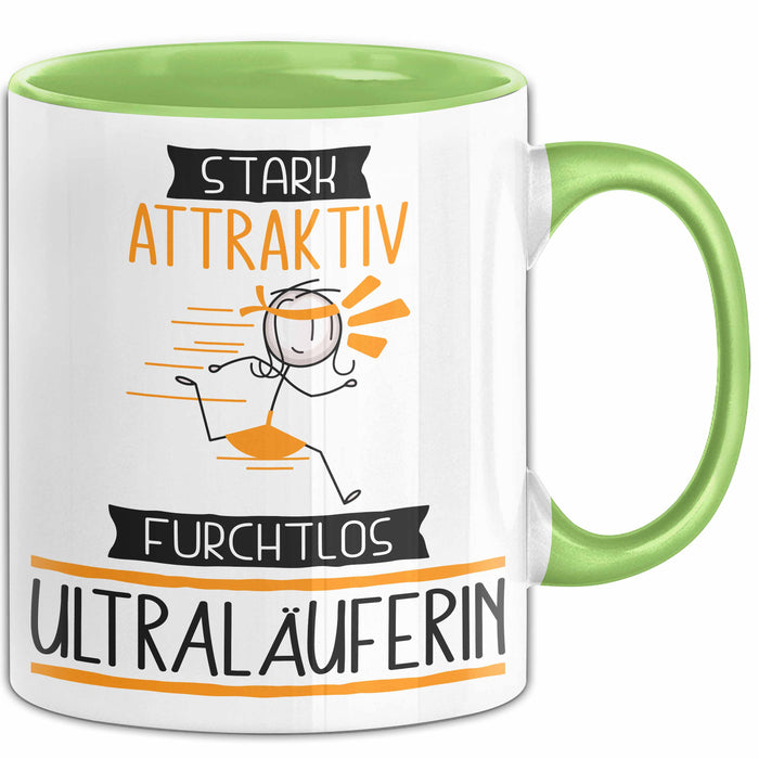 Ultraläuferin Tasse Geschenk Becher Stark Attraktiv Furchtlos Ultraläuferin Lustige Geschenkidee Grün Trendation