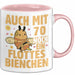 70. Geburtstag Tasse Geschenk Frauen Mutter Lustig Auch mit 70 Noch Ein Flottes Bienchen Kaffee-Becher Rosa Trendation