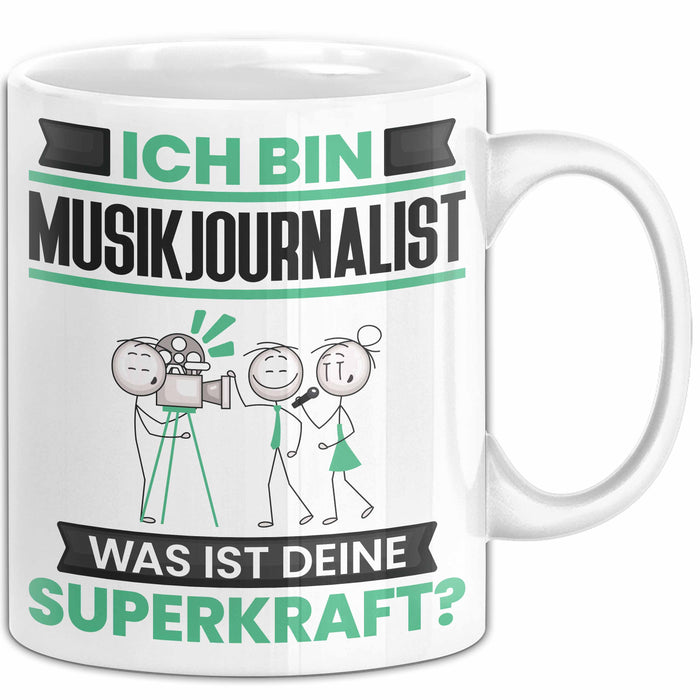 Musikjournalist Tasse Geschenk für Musikjournalist Geburtstag Lustiger Spruch Kaffee-Becher Was Ist Deine Superkraft Weiß Trendation