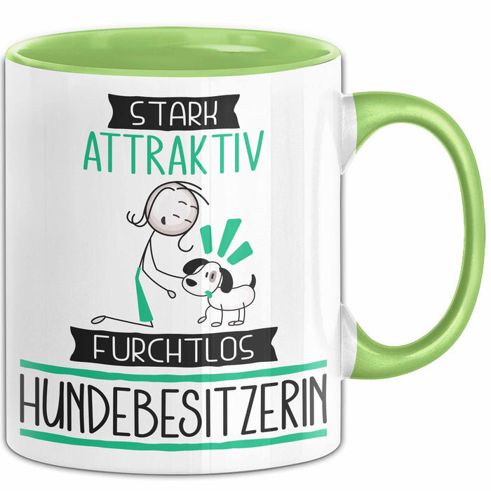Hundebesitzerin Tasse Geschenk Becher Stark Attraktiv Furchtlos Hundebesitzerin Lustige Geschenkidee Grün Trendation