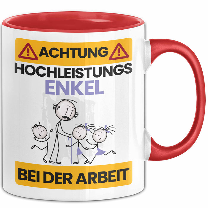 Enkel Tasse Geschenk Lustiger Spruch Geschenkidee für Enkel Achtung Hochleistungs Enkel Bei Der Arbeit Rot Trendation