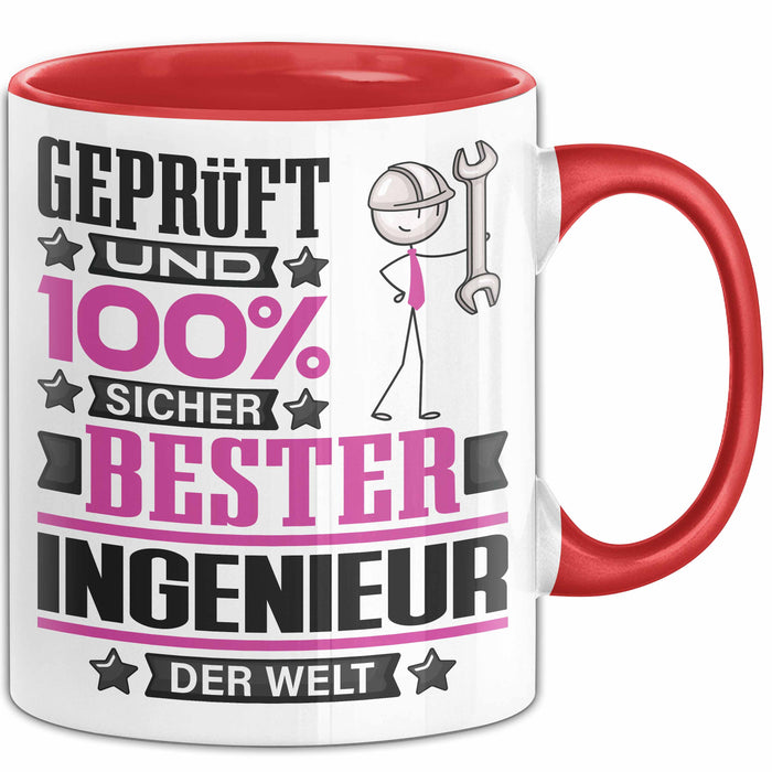 Ingenieur Geschenk Lustiger Spruch für Ingenieur Geschenkidee Bester Ingenieur Der Welt Rot Trendation