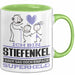 Stiefenkel Geschenk Tasse Ich Bin Stiefenkel Aber Sag Doch Einfach Superheld Lustige Geschenkdiee für Stiefenkel Kaffee-Becher Grün Trendation