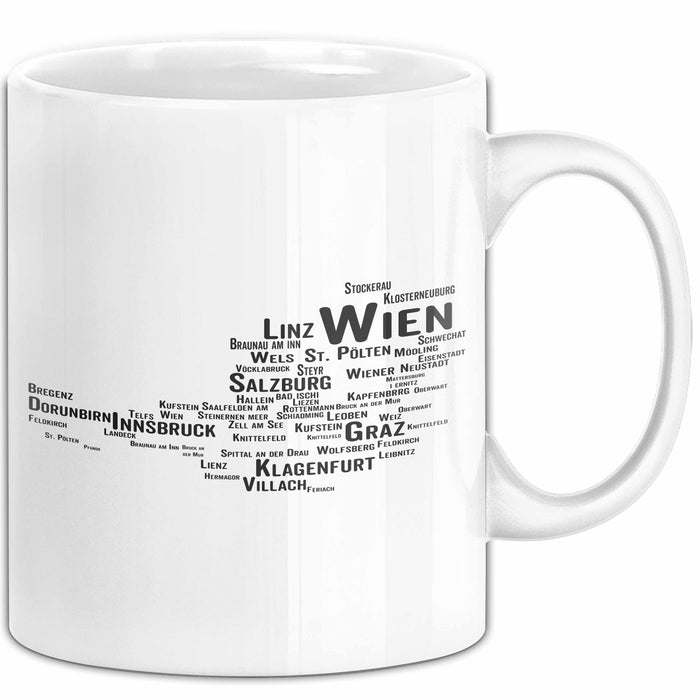 Österreich Karte Wien Wienerisch Tasse Geschenk Lustige Geschenkidee Spruch Weiß Trendation