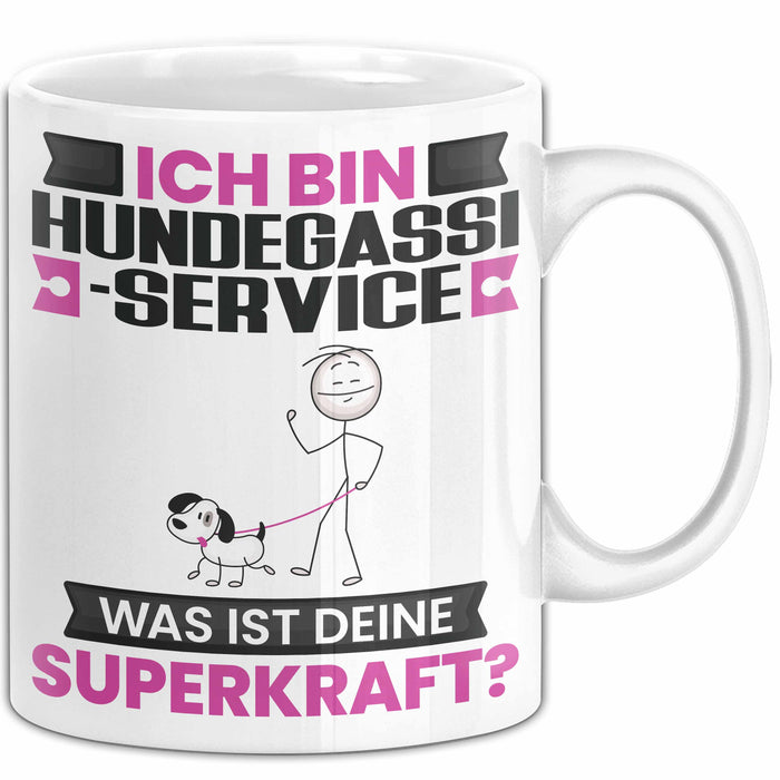 Hundegassi-Service Tasse Geschenk für Hundegassi-Service Geburtstag Lustiger Spruch Kaffee-Becher Was Ist Deine Superkraft Weiß Trendation