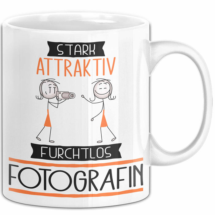 Fotografin Tasse Geschenk Becher Stark Attraktiv Furchtlos Fotografin Lustige Geschenkidee Weiß Trendation