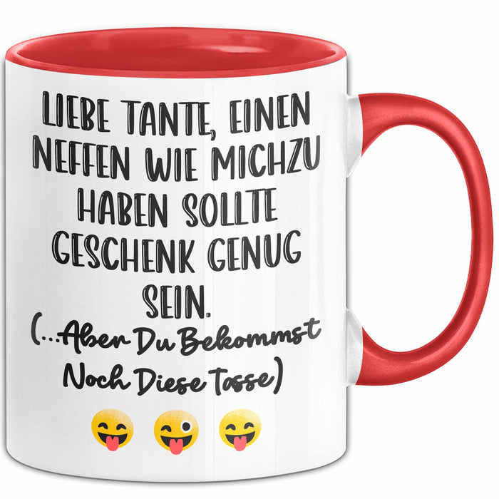 Tante Neffe Tasse Geschenk Lustige Geschenkidee Spruch Rot Trendation