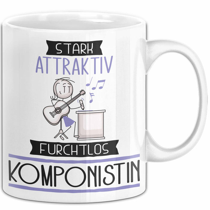 Komponistin Tasse Geschenk Becher Stark Attraktiv Furchtlos Komponistin Lustige Geschenkidee Weiß Trendation