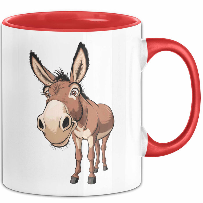 Eselbauer Esel Tier Gesicht Tasse Geschenk Lustige Geschenkidee Spruch Rot Trendation