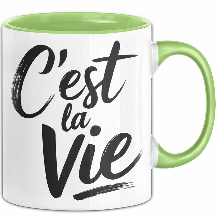 Frankreich Paris Französisch Tasse Geschenk Lustige Geschenkidee Spruch C'est La Vie Grün Trendation