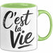 Frankreich Paris Französisch Tasse Geschenk Lustige Geschenkidee Spruch C'est La Vie Grün Trendation