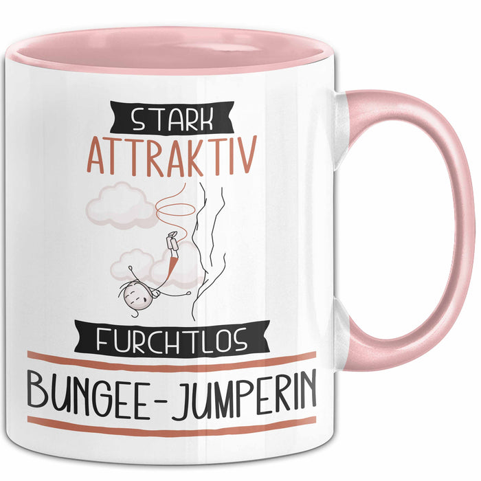 Bungee-Jumperin Tasse Geschenk Becher Stark Attraktiv Furchtlos Bungee-Jumperin Lustige Geschenkidee Rosa Trendation