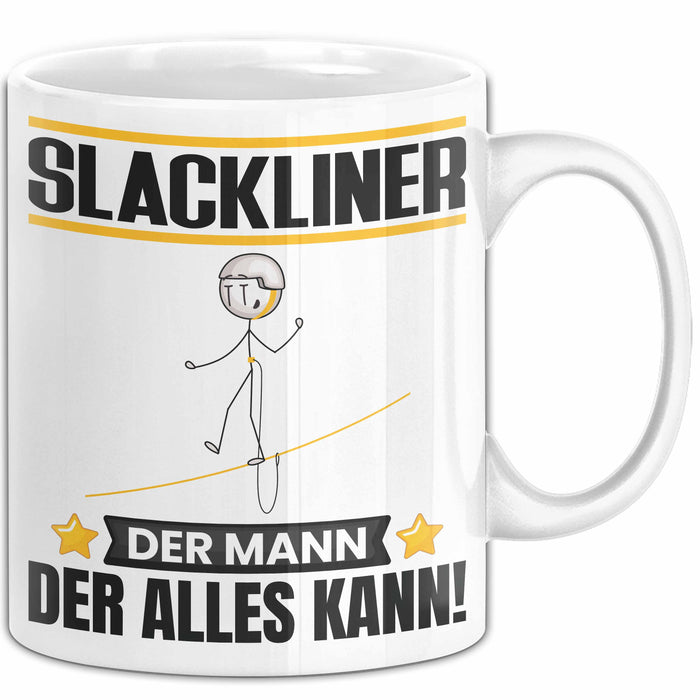 Slackliner Tasse Geschenk für Slackliner Der Mann Der Alles Kann Geschenkidee zum Geburtstag Weiß Trendation
