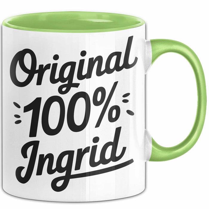 Ingrid Tasse Geschenk Original 100% Ingrid Geschenkidee Geburtstag Grün Trendation