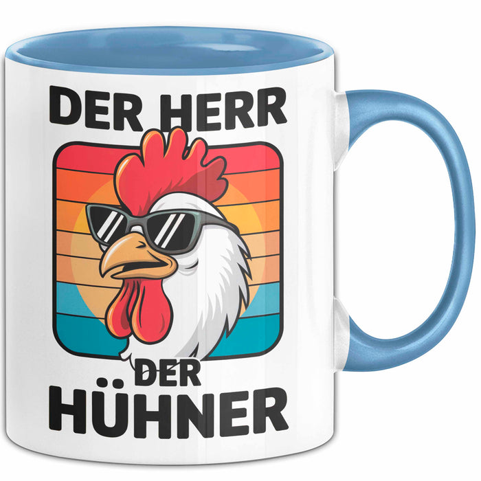 Huhn Tier Bauer Tasse Becher Geschenk Lustige Geschenkidee Spruch Der Herr Der Hühner Blau Trendation