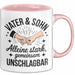 Papa Vatertag Vater Sohn Tasse Becher Geschenk Lustige Geschenkidee Spruch Vater & Sohn Alleine Stark Gemeinsam Unschlagbar Rosa Trendation