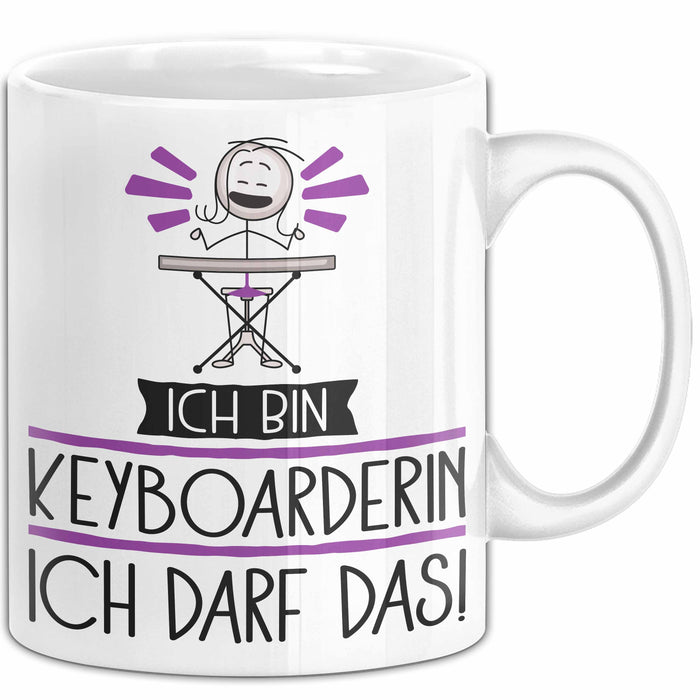Geschenk für Keyboarderin Tasse Lustige Geschenkidee Geburtstag Ich Bin Keyboarderin Ich Darf Das Weiß Trendation