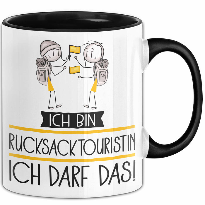 Geschenk für Rucksacktouristin Tasse Lustige Geschenkidee Geburtstag Ich Bin Rucksacktouristin Ich Darf Das Trendation