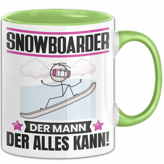 Snowboarder Tasse Geschenk für Snowboarder Der Mann Der Alles Kann Geschenkidee zum Geburtstag Grün Trendation