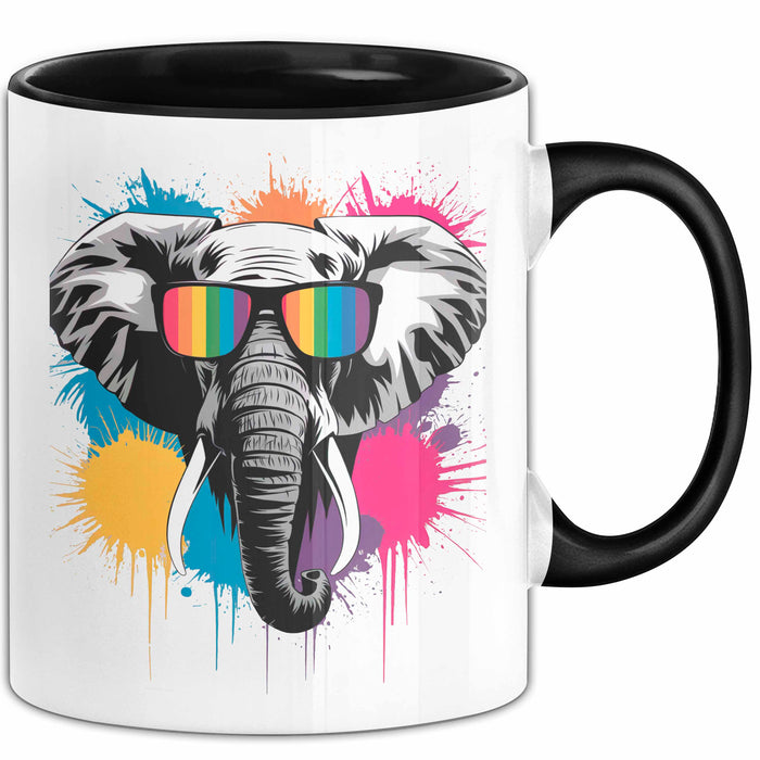 Elefant Tier Sonnenbrille Tasse Geschenk Lustige Geschenkidee Spruch Schwarz Trendation