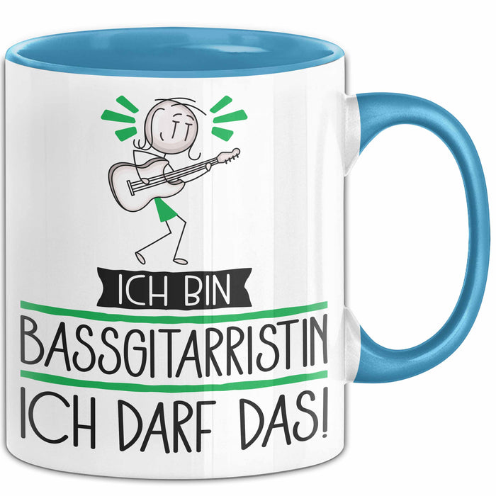 Geschenk für Bassgitarristin Tasse Lustige Geschenkidee Geburtstag Ich Bin Bassgitarristin Ich Darf Das Blau Trendation