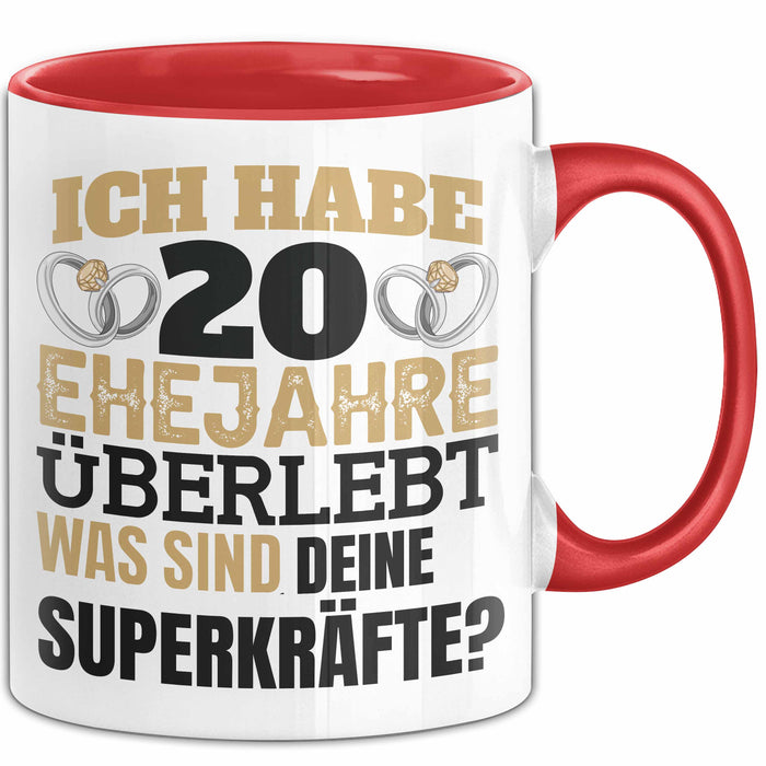 Ehejahre Tasse Geschenk 20 Jahre Spruch Lustig Hochzeitstag Silberhochzeit Rot Trendation