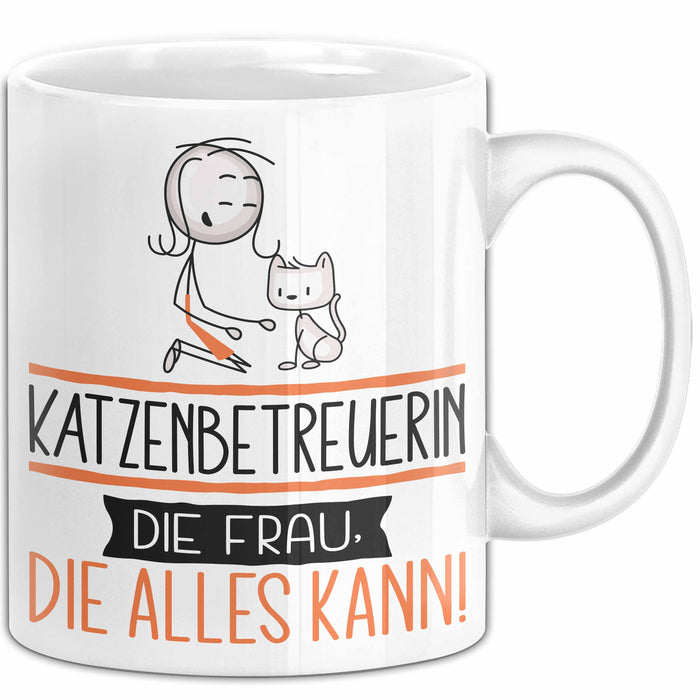 Katzenbetreuerin Geschenk Tasse Becher Die Frau Die Allen Kann Geschenkidee für eine Katzenbetreuerin Lustig Weiß Trendation