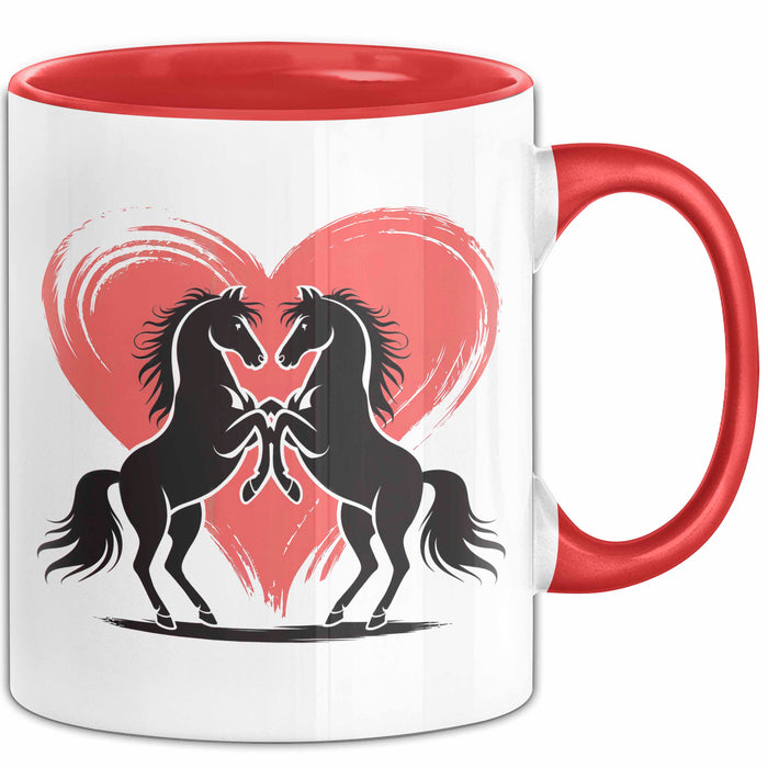 Pferd Tier Herz Tasse Geschenk Lustige Geschenkidee Spruch Rot Trendation