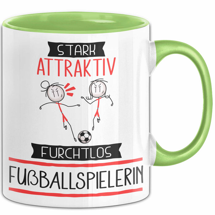 Fußballspielerin Tasse Geschenk Becher Stark Attraktiv Furchtlos Fußballspielerin Lustige Geschenkidee Grün Trendation
