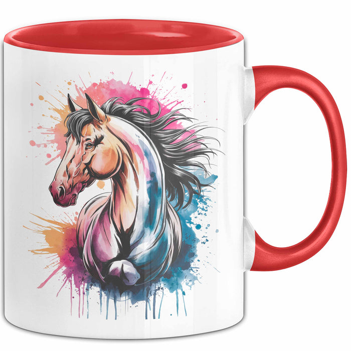 Pferde Tierliebhaber Tasse Geschenk Lustige Geschenkidee Spruch Rot Trendation