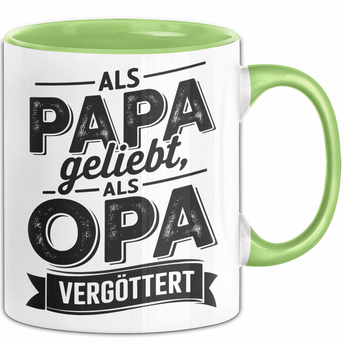 Papa Vatertag Tasse Becher Geschenk Lustige Geschenkidee Spruch Als Papa Geliebt Als Opa Vergöttert Grün Trendation