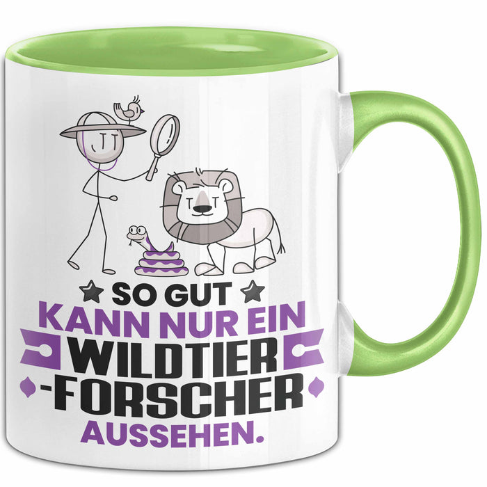 Wildtierforscher Geschenk Tasse So Gut Kann Nur Ein Wildtierforscher Aussehen Geschenkidee Kaffee-Becher Grün Trendation