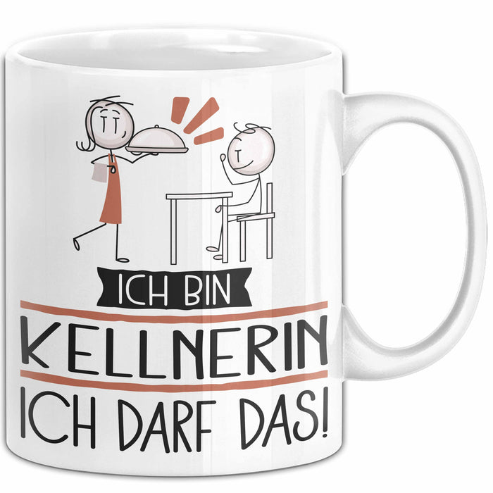Geschenk für Kellnerin Tasse Lustige Geschenkidee Geburtstag Ich Bin Kellnerin Ich Darf Das Weiß Trendation