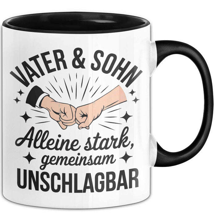 Papa Vatertag Vater Sohn Tasse Becher Geschenk Lustige Geschenkidee Spruch Vater & Sohn Alleine Stark Gemeinsam Unschlagbar Trendation