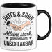 Papa Vatertag Vater Sohn Tasse Becher Geschenk Lustige Geschenkidee Spruch Vater & Sohn Alleine Stark Gemeinsam Unschlagbar Trendation