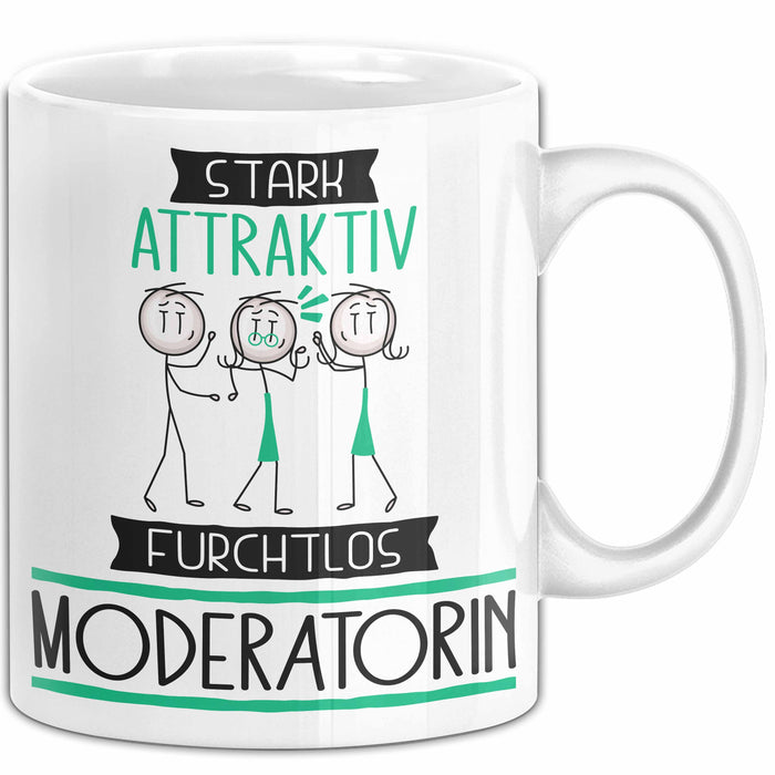 Moderatorin Tasse Geschenk Becher Stark Attraktiv Furchtlos Moderatorin Lustige Geschenkidee Weiß Trendation